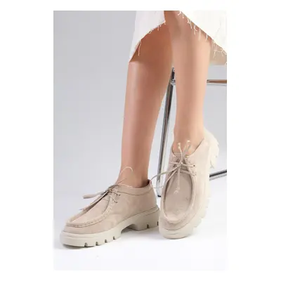 Mio Gusto Hope Women's Beige Color Thick Soled Loafers