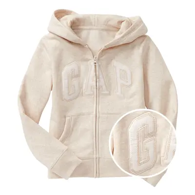 Béžová holčičí mikina GAP Logo zip hoodie in fleece