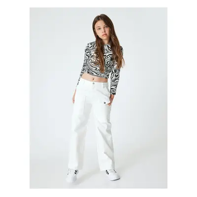 Koton Trousers Pocket Detailed Buttoned Cotton