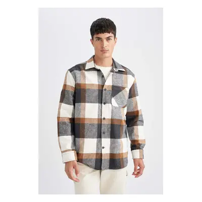 DEFACTO Relax Fit Casual Cut Plaid Lumberjack Flannel Long Sleeve Shirt