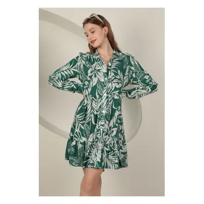 Trendyol Dark Green Floral Mini Woven Dress