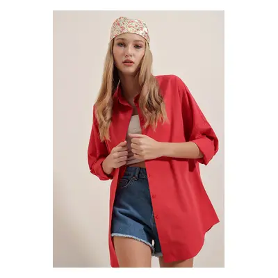 Bigdart Oversize Long Basic Shirt - Red