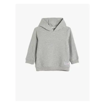 Koton Basic Hooded Sweatshirt Long Sleeve Crew Neck Textured