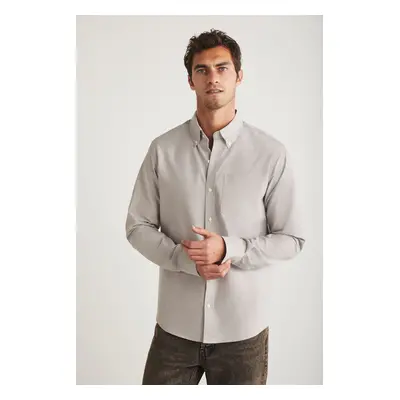 GRIMELANGE Cliff Men's 100% Cotton Pocket Oxford Gray Shirt