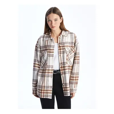 LC Waikiki Plaid Long Sleeve Oversize Women's Shirt Jacket