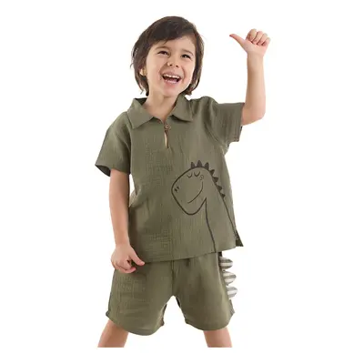 Denokids Dino Baby Boy Kid Summer Muslin Shorts Shirt Set