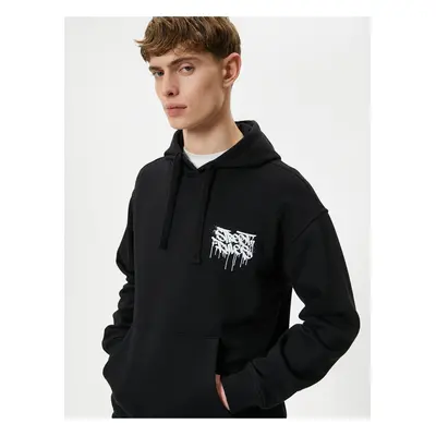 Koton Back Printed Hoodie Kangaroo Pocket Graffiti Themed Comfortable Cut