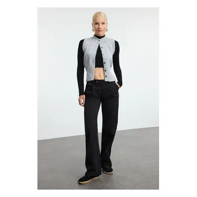 Trendyol Black Pleated Low Waist Wide Leg Trousers