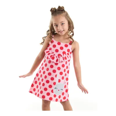 Denokids Polka Dot Rabbit Girl's Strappy Pink Summer Dress