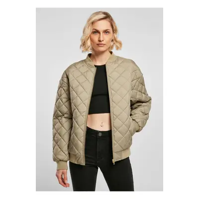 Dámská oversized Diamond Quilted Bomber Jacket khaki