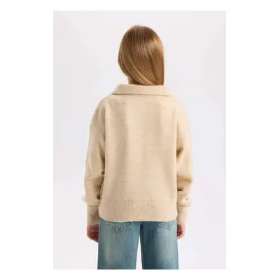 DEFACTO Girl Polo Neck Basic Plain Knitwear Sweater