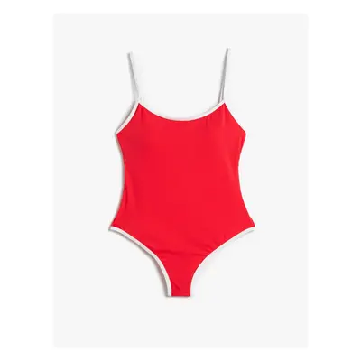 Koton Thin Straps Swimsuit with Piping Detailed Coated