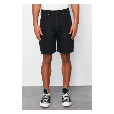 Trendyol Black Regular Fit Cargo Pocket Denim Shorts