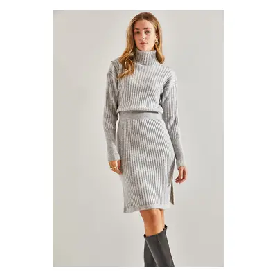 Bianco Lucci Women's Turtleneck Sweater Elastic Waist Dress