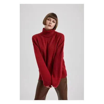 DEFACTO Relax Fit Red Turtleneck Sweater