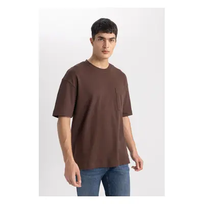 DEFACTO Oversize Wide Pattern Crew Neck Short Sleeve 100% Cotton Heavy Fabric Basic Plain T-Shir