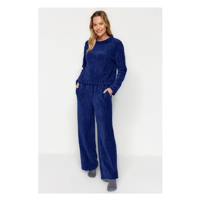 Trendyol Navy Blue Wellsoft Winter Knitted Pajama Set