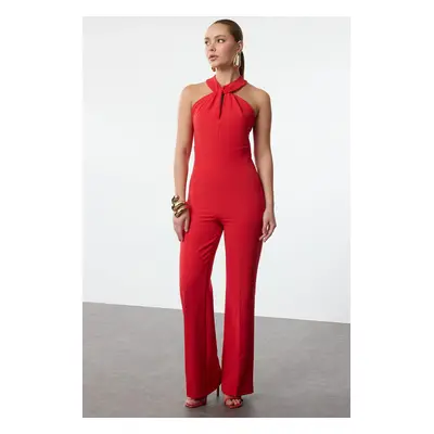 Trendyol Red Body-fitting Woven Overalls