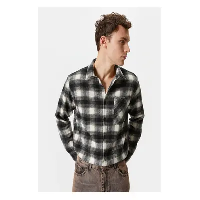 Koton Men's Ecru Plaid Shirt