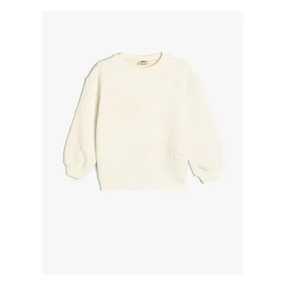 Koton Butterfly Sweatshirt Appliqued Crew Neck