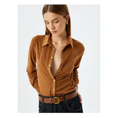 Koton Light Brown Women's Shirt