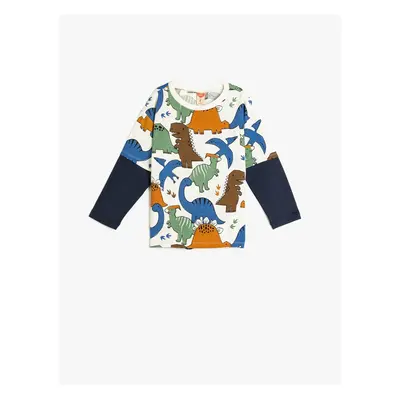 Koton Long Sleeve T-Shirt Dinosaur Printed Crew Neck