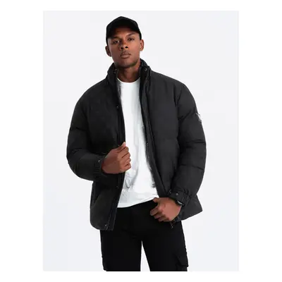 Ombre Men's patterned jacquard puffer jacket - black