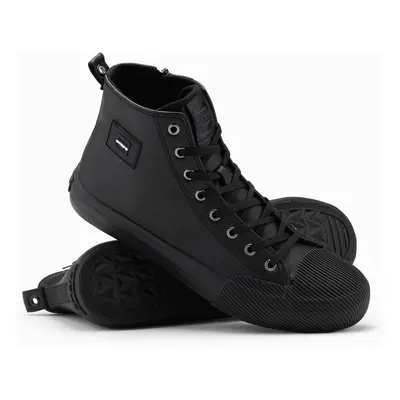 Ombre Men's high-top sneakers with decorative toe box - black