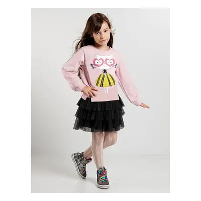 Denokids Heart Glasses Girls Tulle Sweatshirt Skirt Set