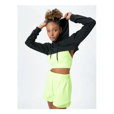 Koton Long Sleeve Crop Hooded Sweatshirt