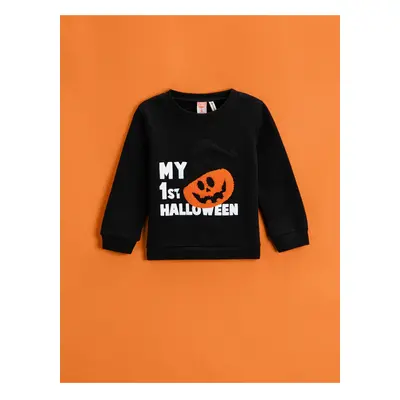 Koton Pumpkin Printed Sweatshirt Crew Neck Long Sleeve