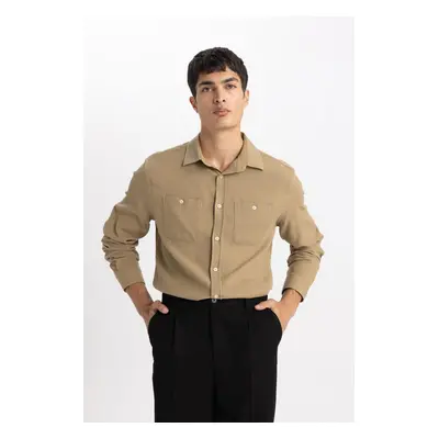 DEFACTO Modern Fit Polo Neck Long Sleeve Shirt