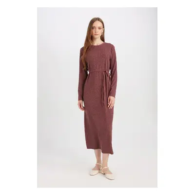 DEFACTO Regular Fit Crepe Long Sleeve Midi Dress