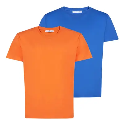 GRIMELANGE Utah Men's Double Set Slim Fit Blue / Orange T-shirt