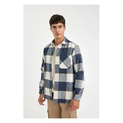 DEFACTO Regular Fit Polo Collar Plaid Lumberjack Flannel Long Sleeve Shirt