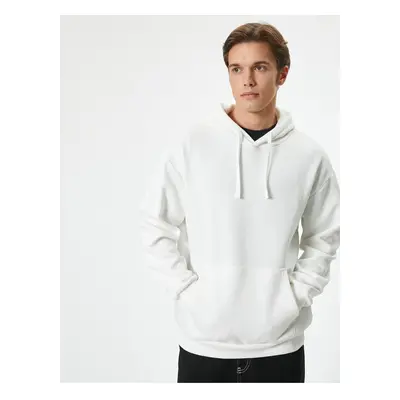 Koton Oversize Sweatshirt Hooded Basic Long Sleeve Kangaroo Pocket Detailed Hoodie