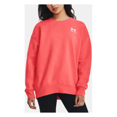 Under Armour Mikina Essential Flc OS Crew-RED - Dámské