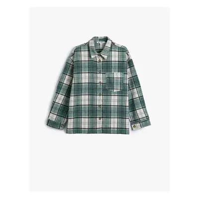 Koton Oversize Lumberjack Shirt Long Sleeve Pocket Detail Classic Collar Button Down