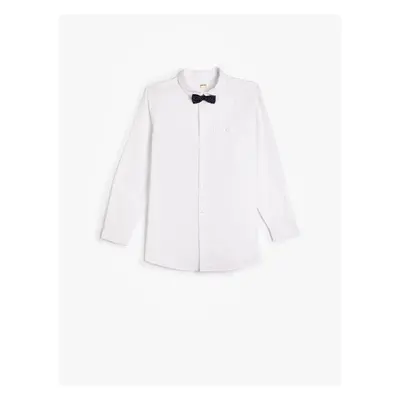 Koton School Shirt With Bow Tie Detailed Long Sleeve Cotton Classic Collar