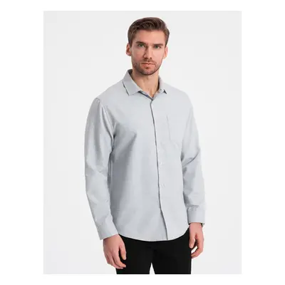 Ombre Men's shirt with pocket REGULAR FIT - light grey melange