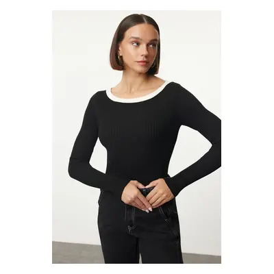 Trendyol Black Collar Detailed Knitwear Sweater