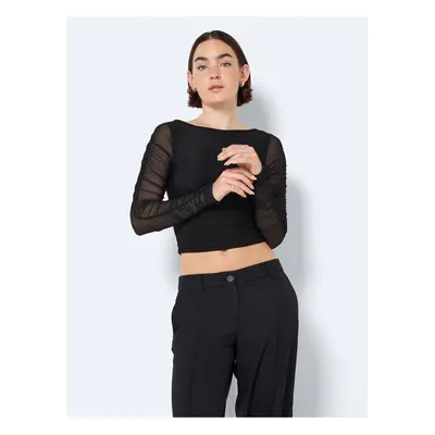 Černé dámské crop top tričko Noisy May Louise - Dámské