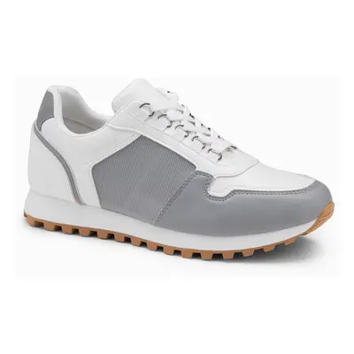 Ombre Patchwork men's shoes sneakers with combined materials - white and gray