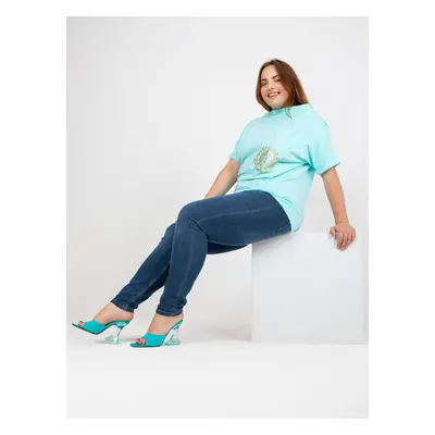 Mátová halenka plus size s krátkým rukávem