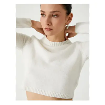 Koton Crop Knitwear Sweater Light Stand Collar Soft Textured