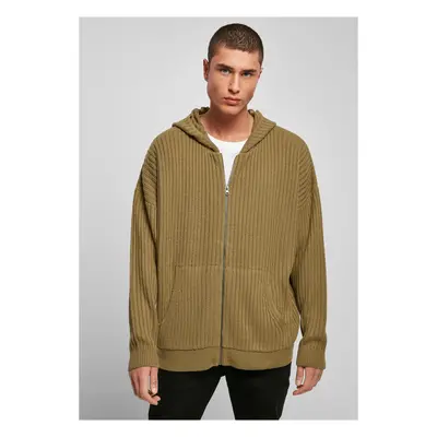 Pánský svetr Knitted Zip Hoody olivový