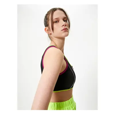 Koton Zippered Sports Bra Covered Slim Fit U Neck