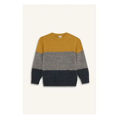 DEFACTO Boy Regular Fit Crew Neck Color Block Knitwear Sweater