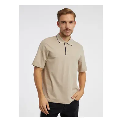 Béžové pánské polo tričko Jack & Jones Blamatt - Pánské