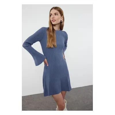 Trendyol Indigo Mini Knitwear A-Line Form Dress